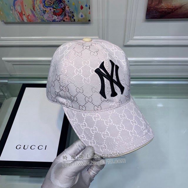 Gucci聯名NY帽子 古馳GG印花刺繡鴨舌帽棒球帽  mm1729